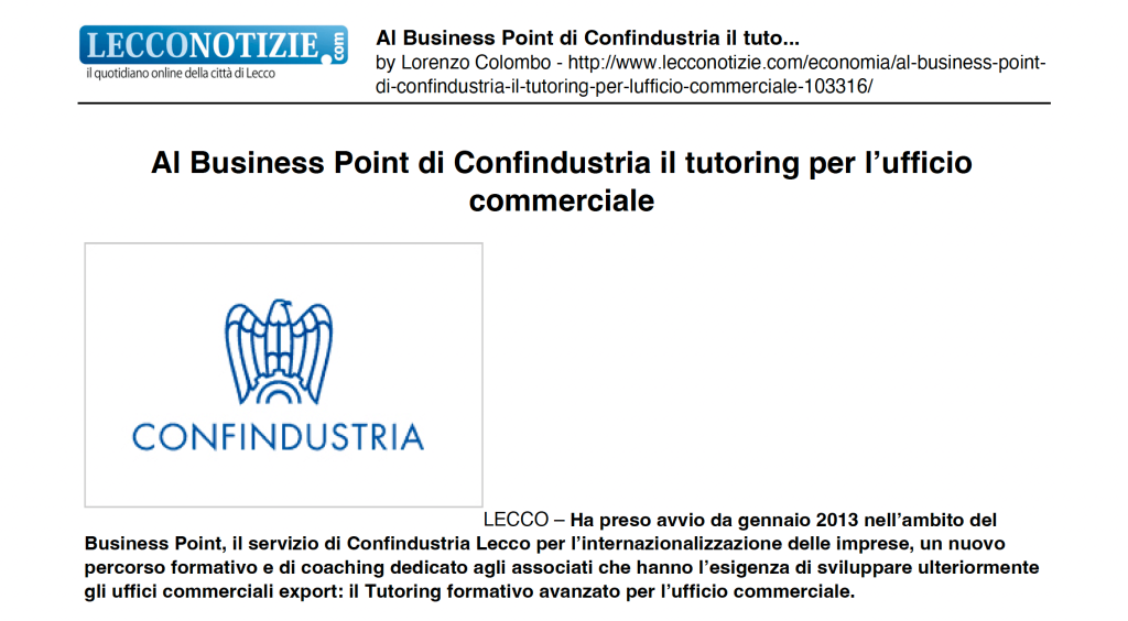 Business Point Confindustria - tutoring commerciale