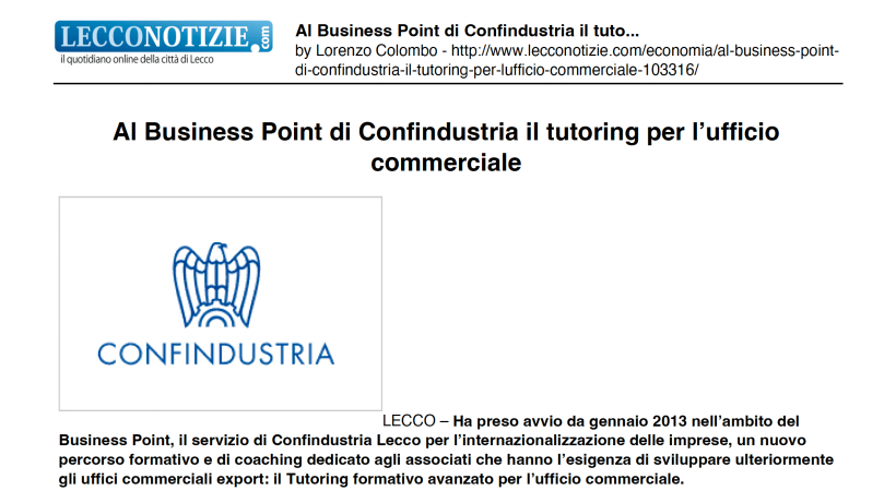 Business Point Confindustria - tutoring commerciale
